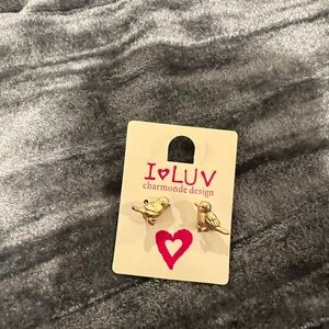 I LUV Charmonde Gold Bird Stud Earrings